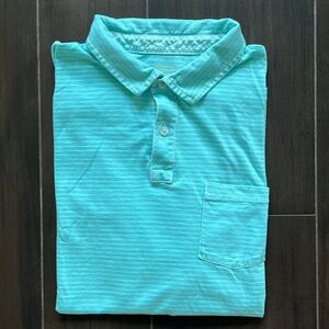 Vineyard Vines Garment Dyed Aqua Striped Island Polo